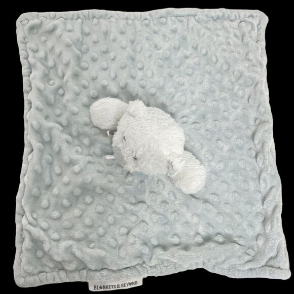 Lovey Blanket Bear Blue White Minky Dot Popcorn Security Blankets & Beyond Toy - Picture 11 of 11